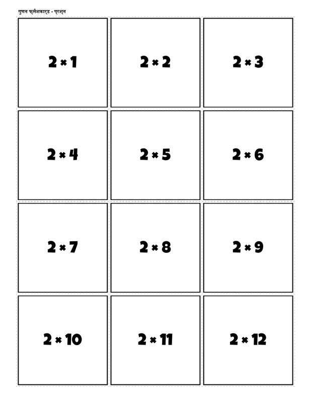 Printable multiplication flashcards for 2 times table - PDF download