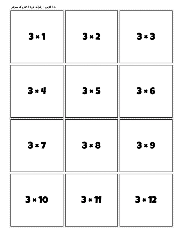 Printable multiplication flashcards for 3 times table - PDF download